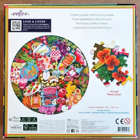 eeBoo CHARCUTERIE round Jigsaw Puzzle 500 pieces - Picture 4 of 9